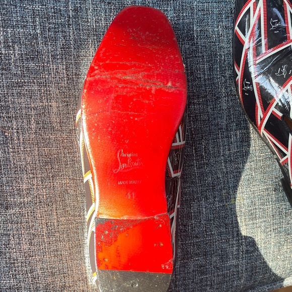 Christian Louboutin Black and Red Patterned Loafers - Picture 7 of 15